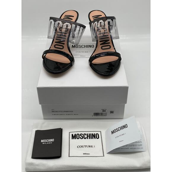 Moschino Logo Patent Leather Mules sz. 34 EU - Picture 8 of 13